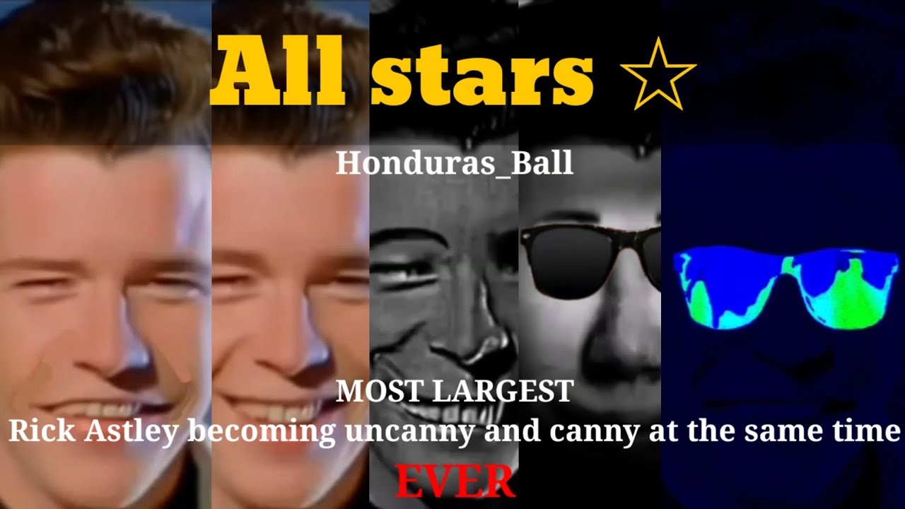 Rick Astley becoming uncanny and canny at the same time all stars