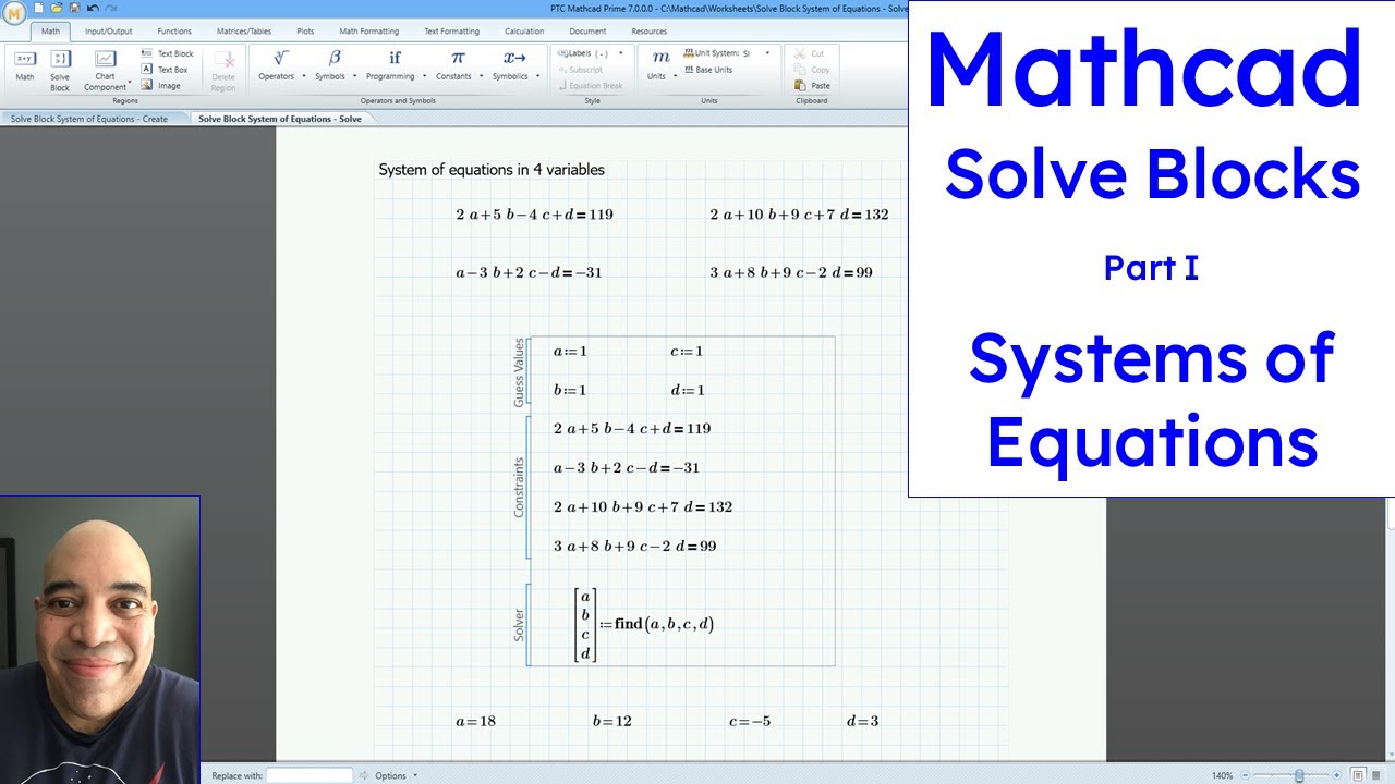 PTC Mathcad Prime - Solve Blocks - Part 1 - Solving a System of Equations
