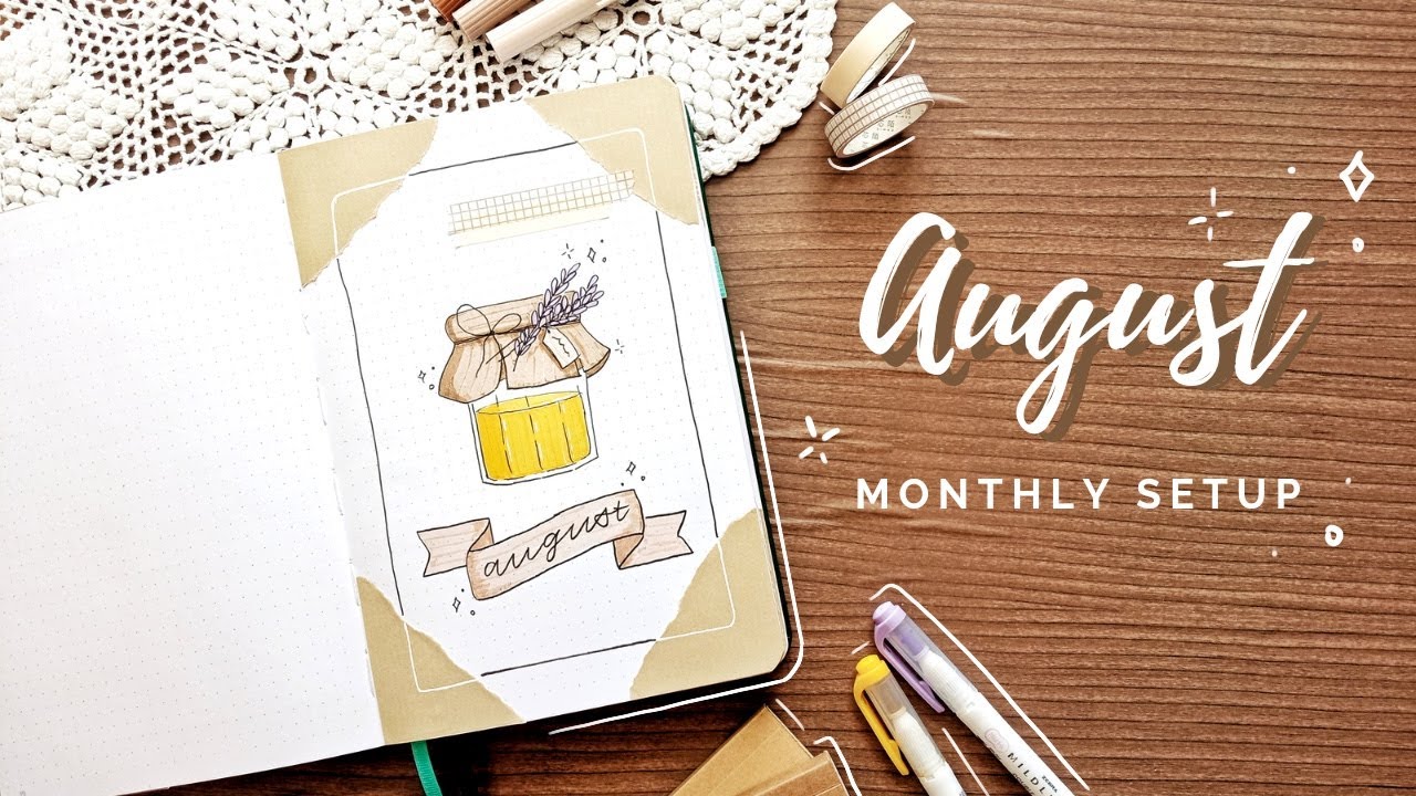 August 2021 | Plan with me | Bullet Journal monthly Setup - Honey & Lavender
