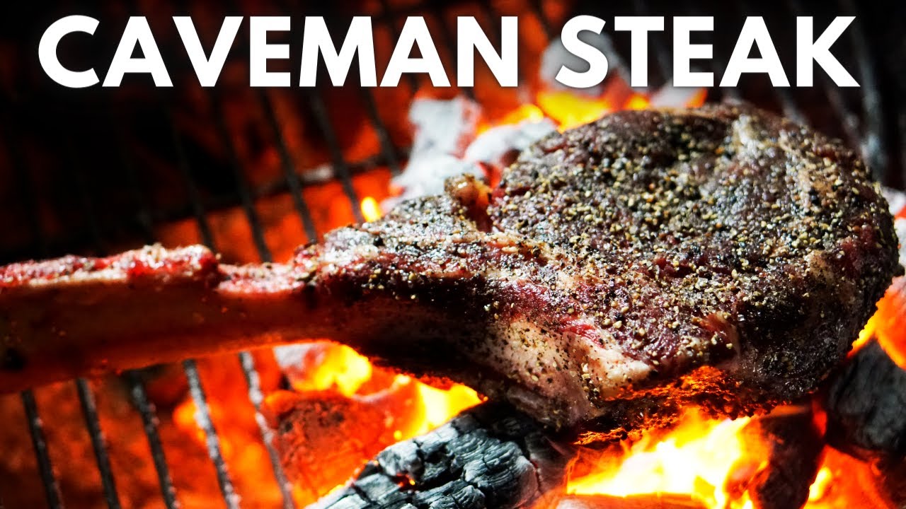 Caveman Steak - Grilling Tomahawk Directly on Wood Fire