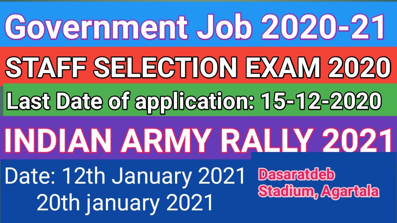 Job for 12th pass candidate 2020 II SSC II INDIAN ARMY 2021II AGARTALA II GOVERNMENT JOB 2020