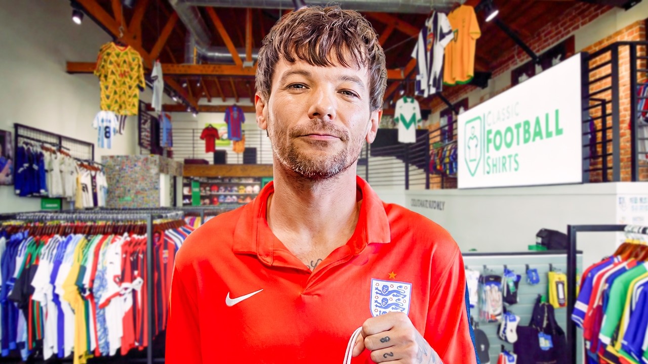 Louis Tomlinson Goes Shopping For Vintage Football Shirts