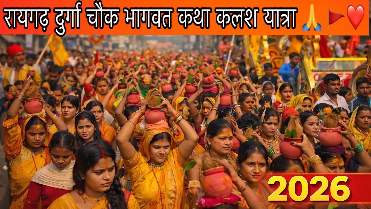 रायगढ़ दुर्गा चौक भागवत कथा कलश यात्रा 🙏 🚩❤️ 2026 