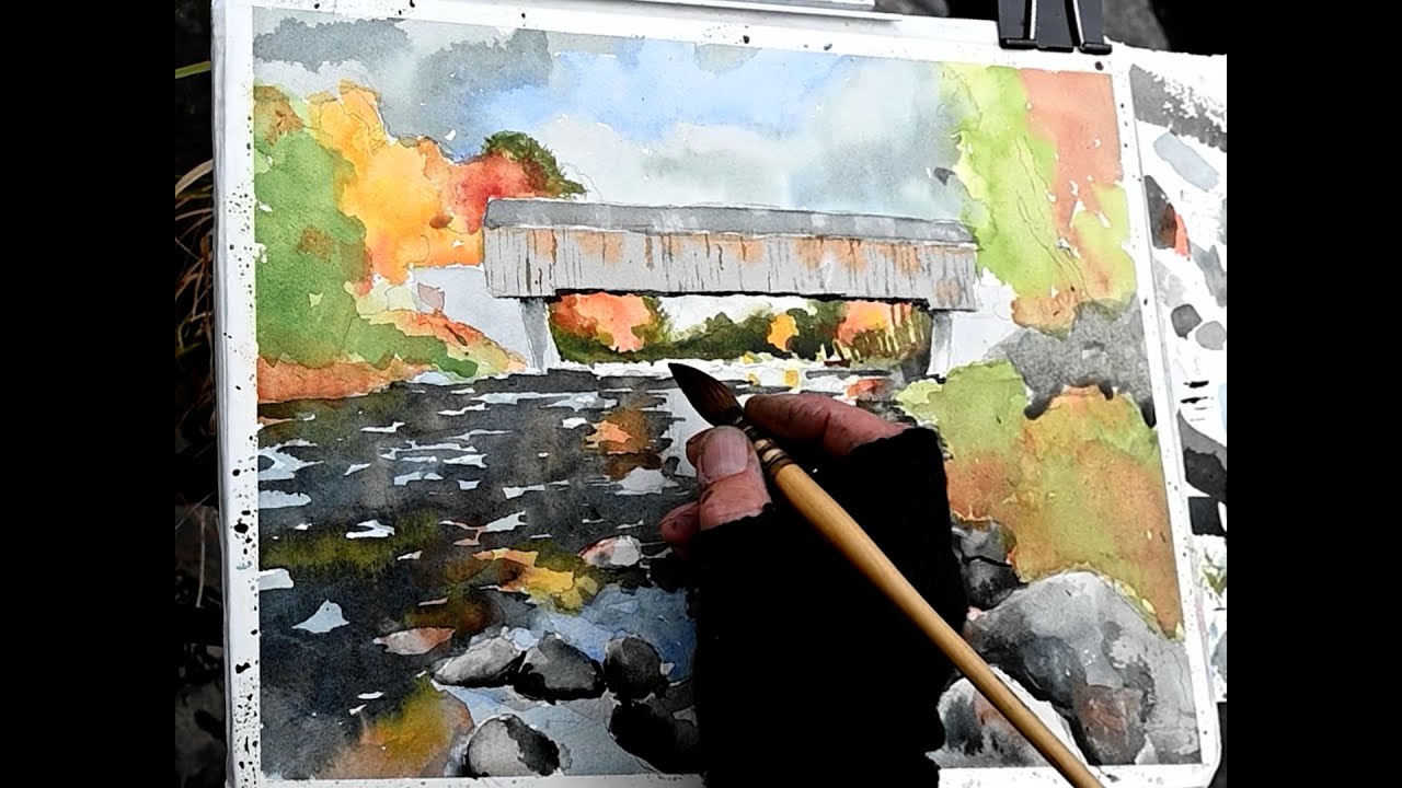 Painting Lowes Covered Bridge in Guilford, Maine