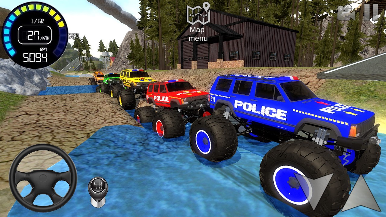 US Police Offroad Monster Truck 4x4 Racing Simulator - Mud and Rocks Driver 3D - Android GamePlay #2