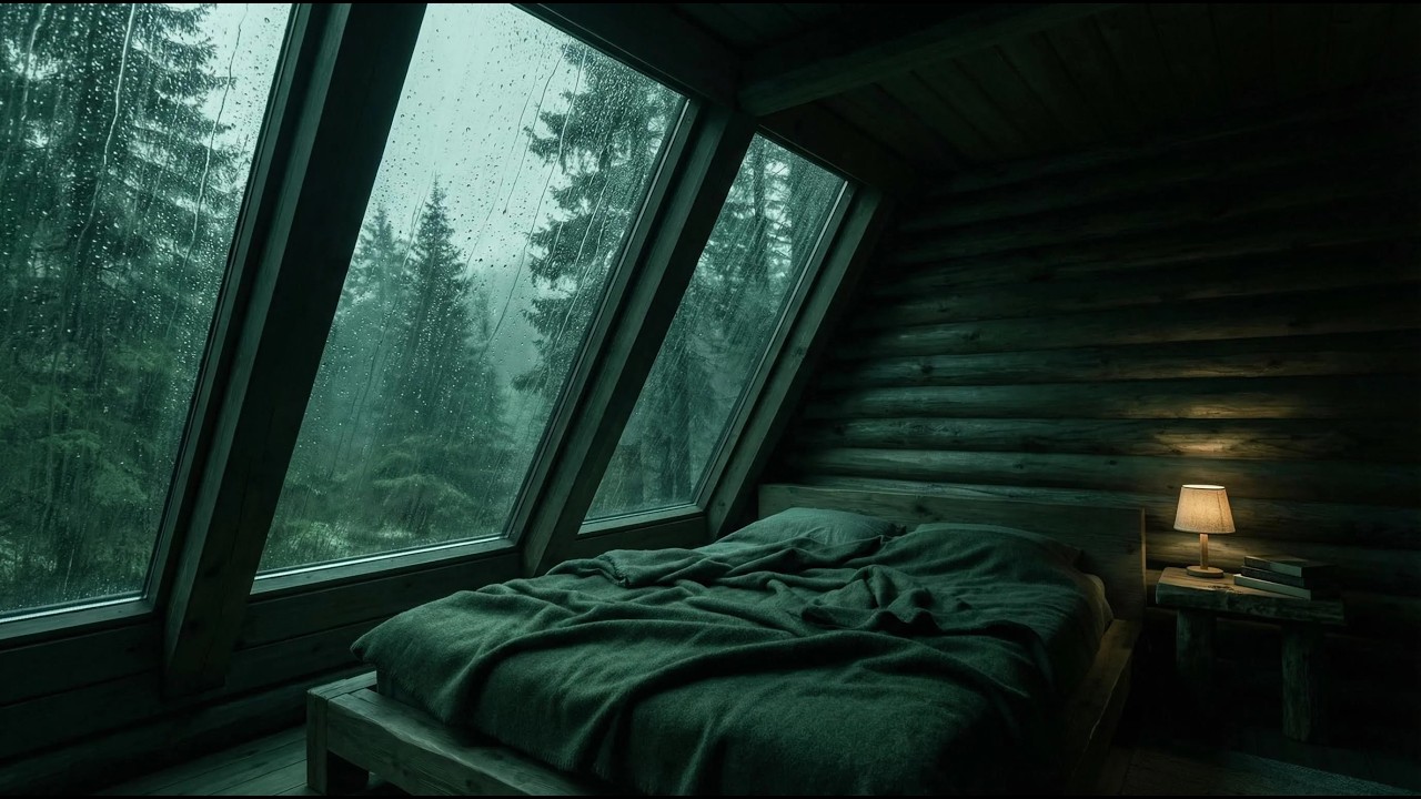 🌧️ Rain on Attic Window Sleep LIVE (NO ADS) 💤 Cozy Cabin Bedroom Rain Sounds for Deep Sleep & Relax