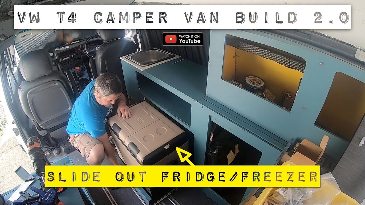 Slide out Fridge/Freezer + Portable Toilet on Heavy Duty Drawer Slides | Camper Van Interior pt.7