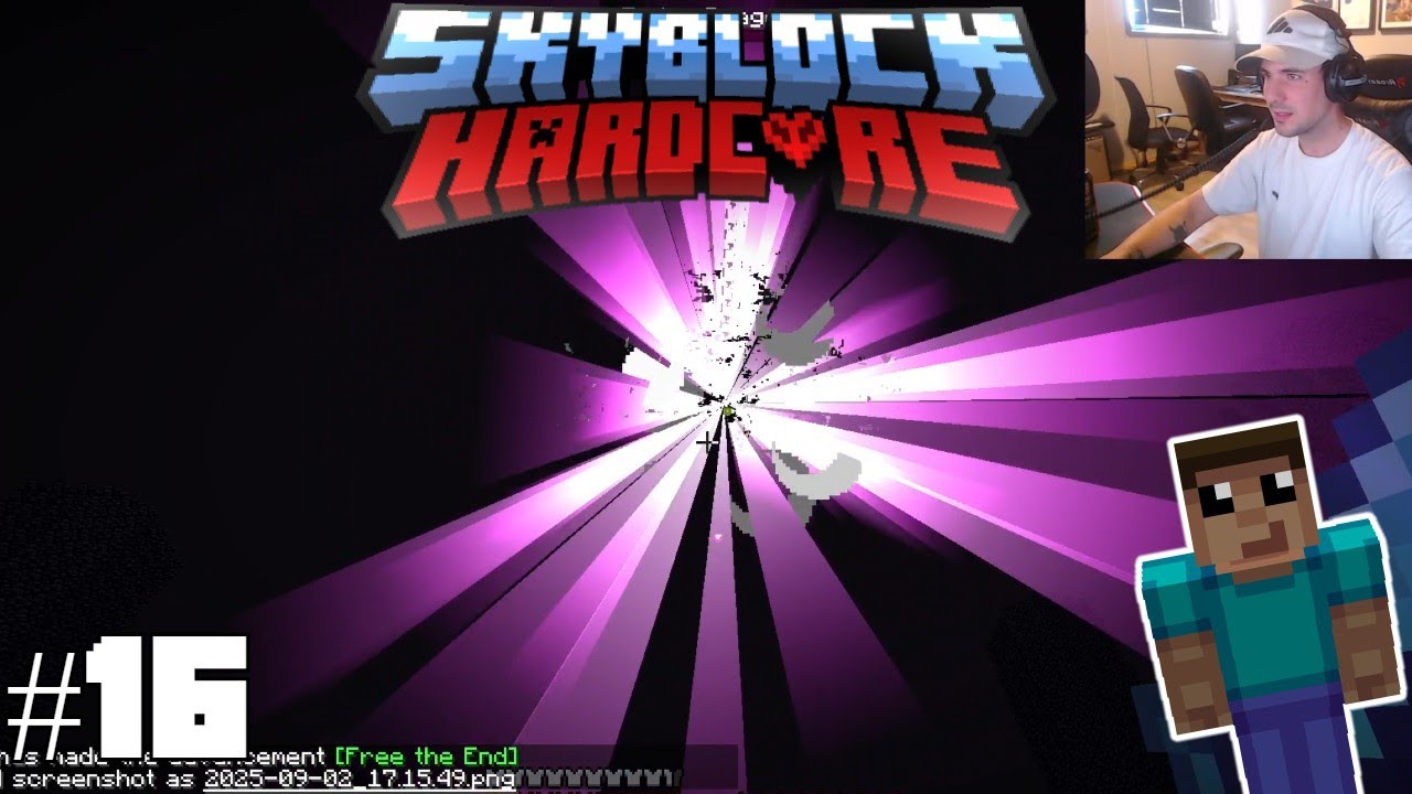 Ender Dragon Fight! - Minecraft Skyblock Hardcore Timelapse #16