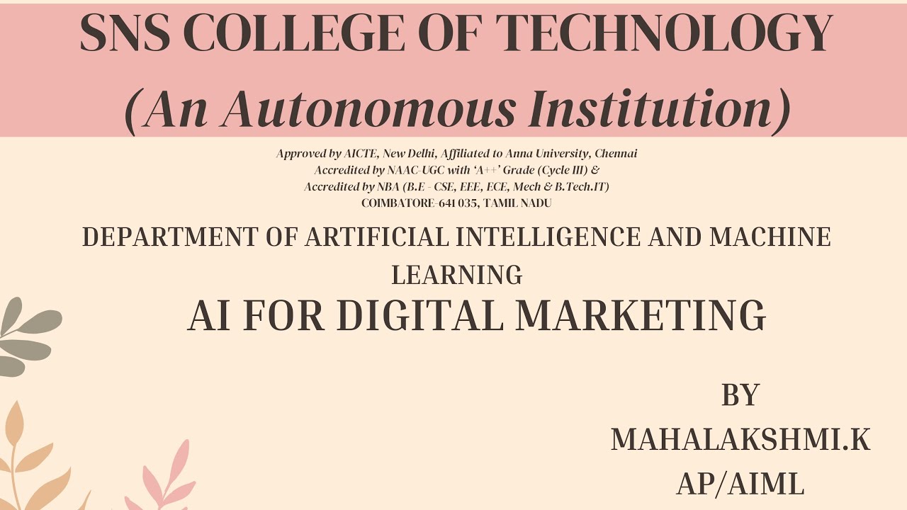 Benefits&challenges of AI in marketing| AI FOR DIGITALMARKETING| Mrs.K.Mahalakshmi | SNSINSTITUTIONS