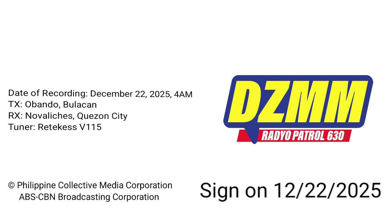 (DWPM) DZMM Radyo Patrol 630 Sign on 12/22/2025