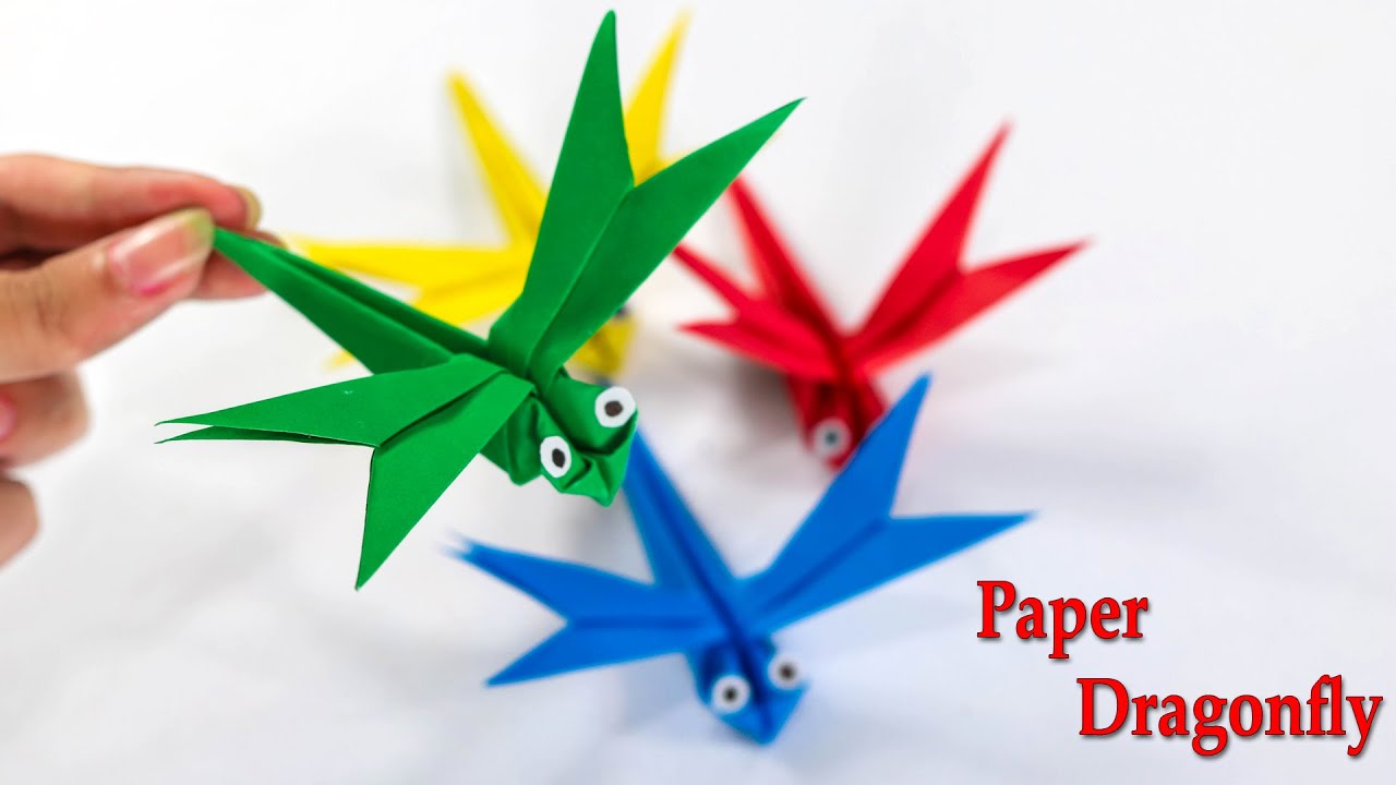 PAPER DRAGONFLY - Paper Crafts For School - Paper Craft - Easy kids craft ideas - Paper Craft New