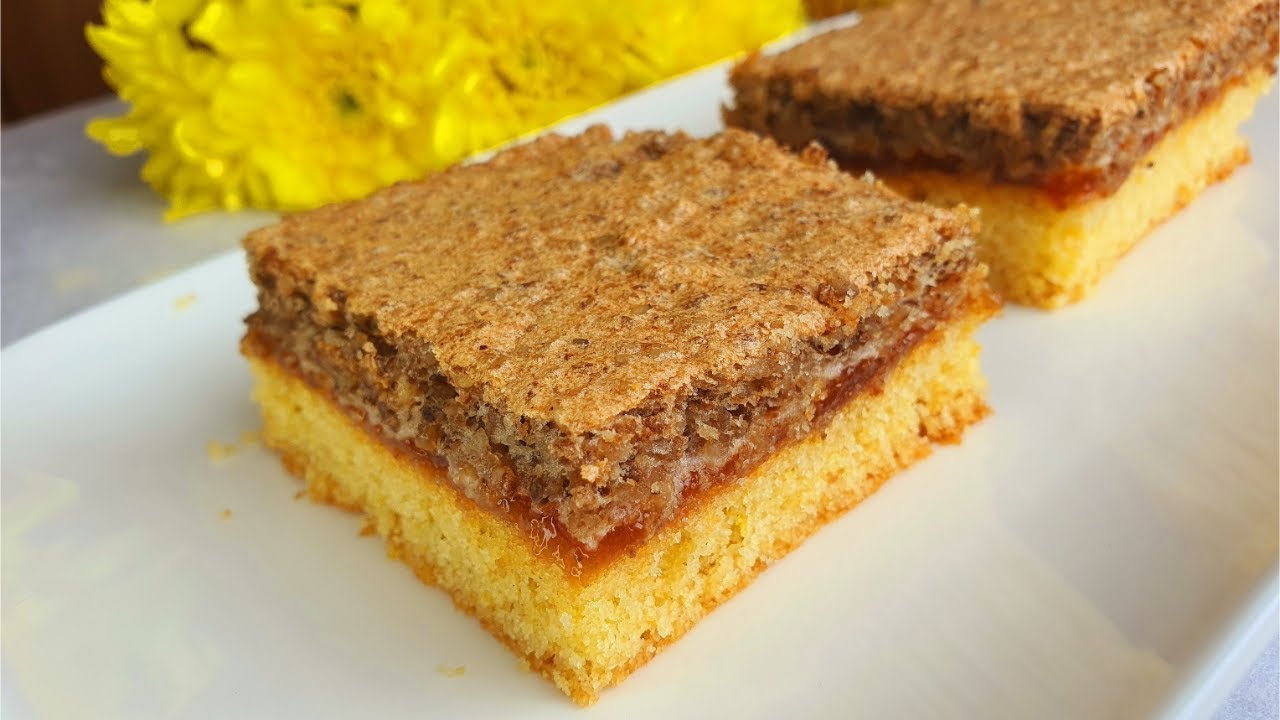 Торт с джемом/Сладко-безе с грецким орехом/Нежный, быстрый и вкусный торт