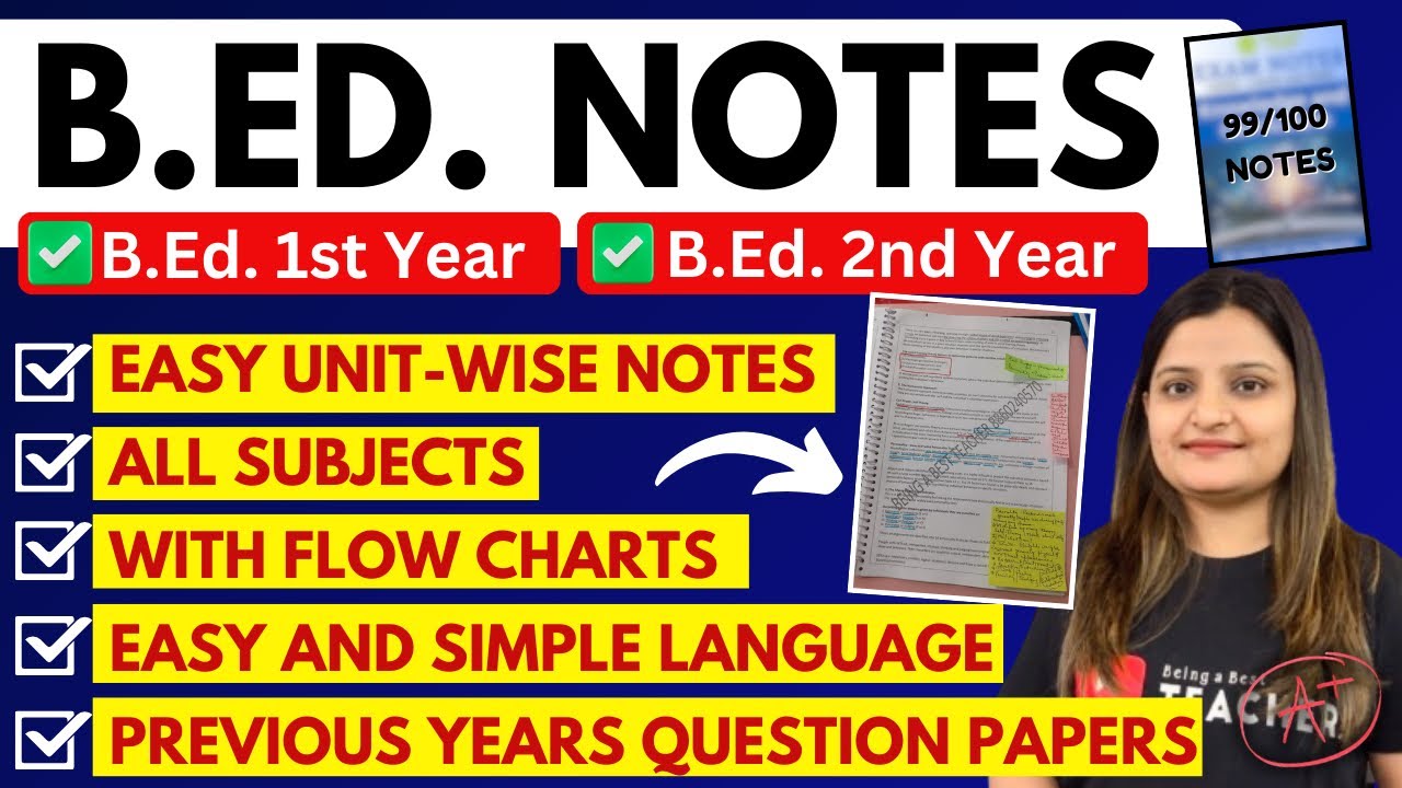 B.ED. NOTES - 1st & 2nd Year for All Subjects | English & Hindi Medium | B.Ed Exam Copy | Easy Notes