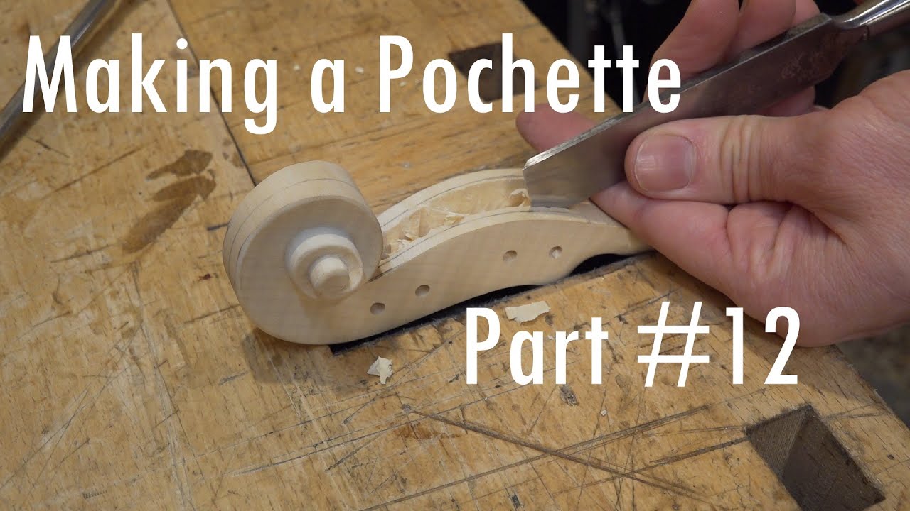 Making a Pochette - Part #12 - The pegbox and the fluting