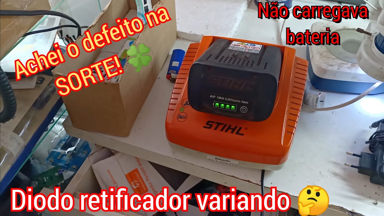 carregador bateria Stihl AL300 não liga, não carrega bateria, esse defeito achei na sorte, diodo