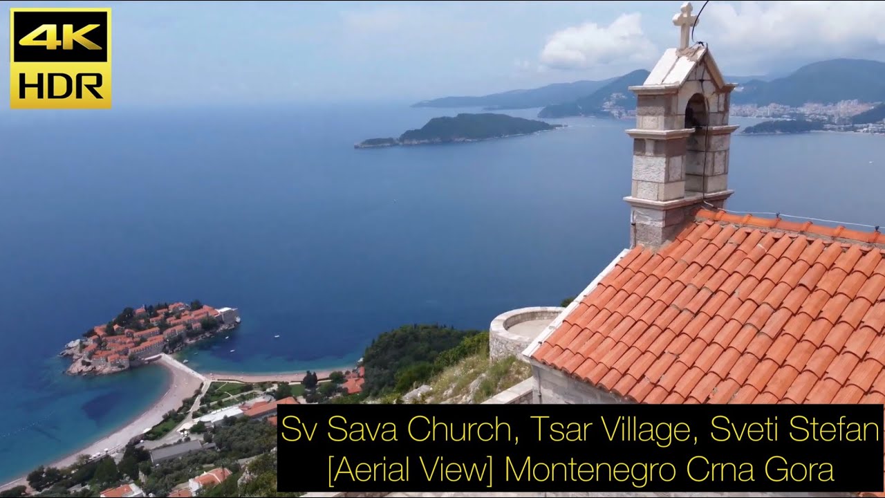 Crkva SVETI SAVA iznad Svetog Stefana [4K Aerial View] MNE Crna Gora Jun 2023 - SVETI SAVA Church