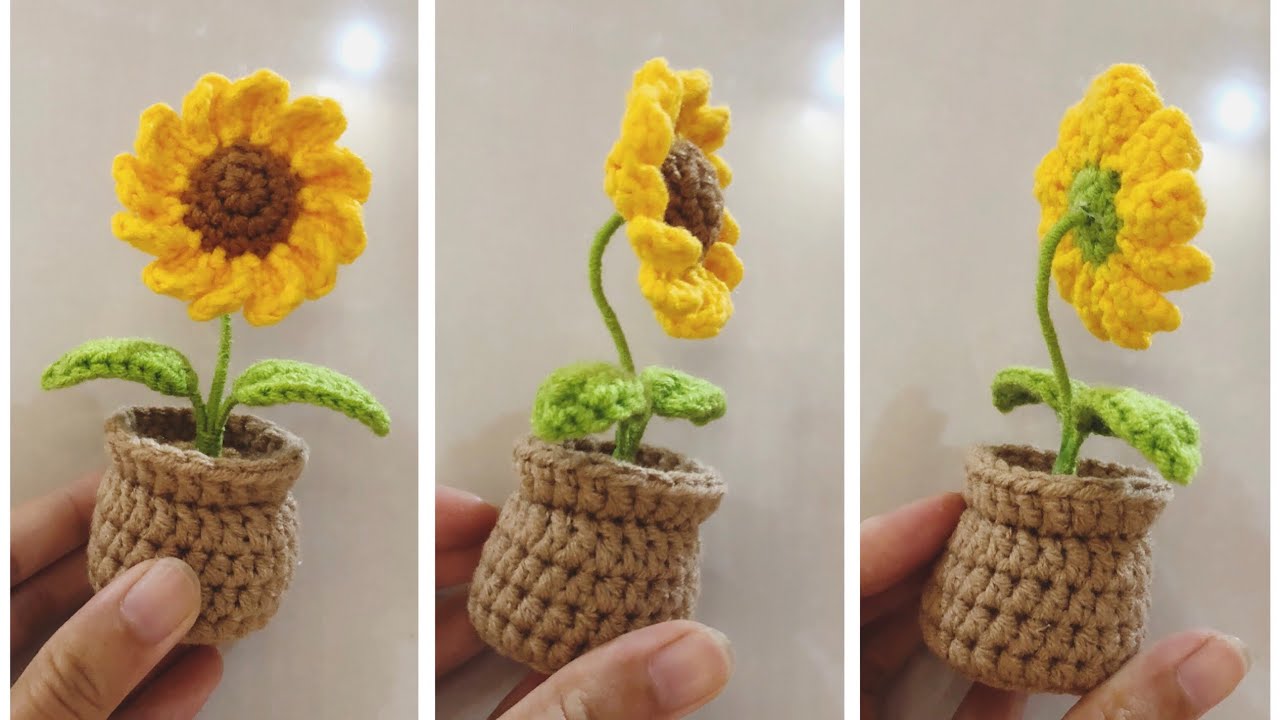 #1 Cách Móc Chậu Hoa Cúc Mini - Ốc Sên Handmade / How to crochet mini daisy flower pots with wool?