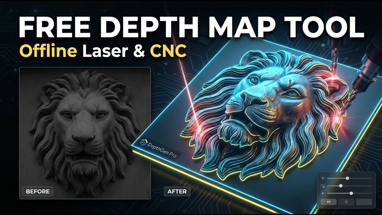 Free Image to Depth Map Generator for Laser Engraving & CNC, 3D PRINTING (Offline)