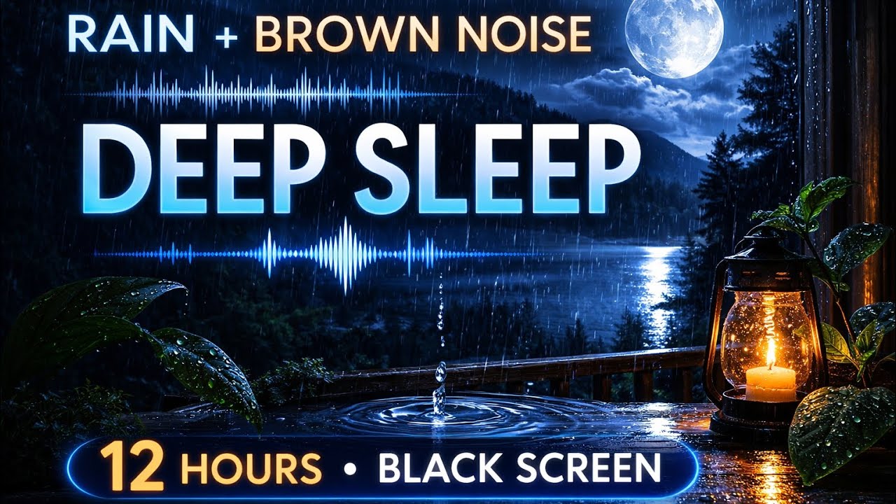 Deep Sleep Rain + Brown Noise 🌧️ | 12 Hours | Black Screen | No Ads 