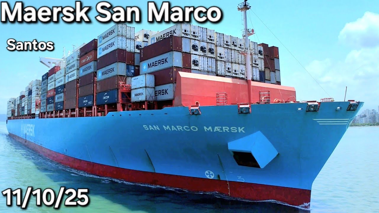 San Marco Maersk navio  ship de container chegando 11/10/25  @navios2025 carga cargueiro  Santos