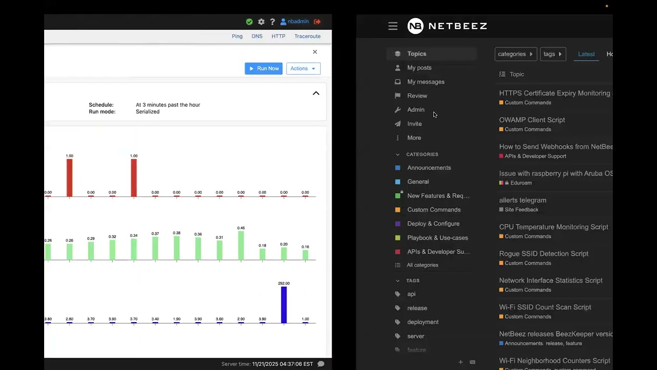 Run OWAMP as a custom command on NetBeez