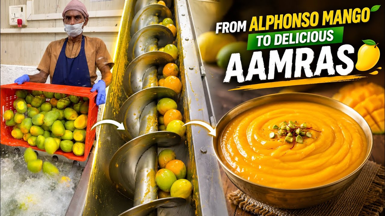 From Alphonso Mango to Delicious Aamras 🥭 | Mango Aamras Factory making process revealed