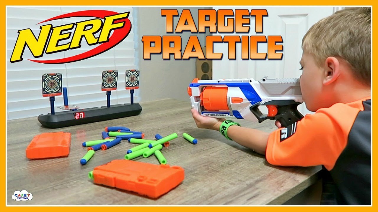 NERF GUNS Shooting Target Practice Kids Toy Review