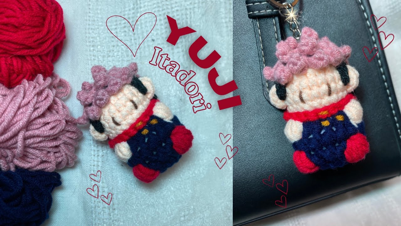Yuji Itadori Crochet Tutorial 🧶 | Easy Anime Amigurumi Keychain