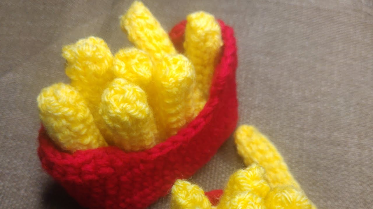how to make crochet french fries with red box