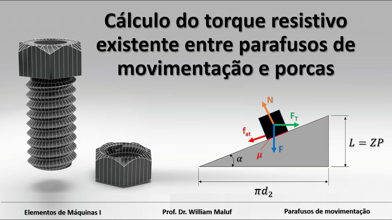Cálculo do torque resistivo existente entre parafusos de movimentação e porcas