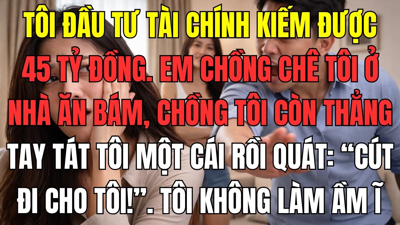 Tôi đầu tư tài chính kiếm được 45 tỷ đồng. Em chồng chê tôi ở nhà ăn bám, chồng tôi còn thẳng tay