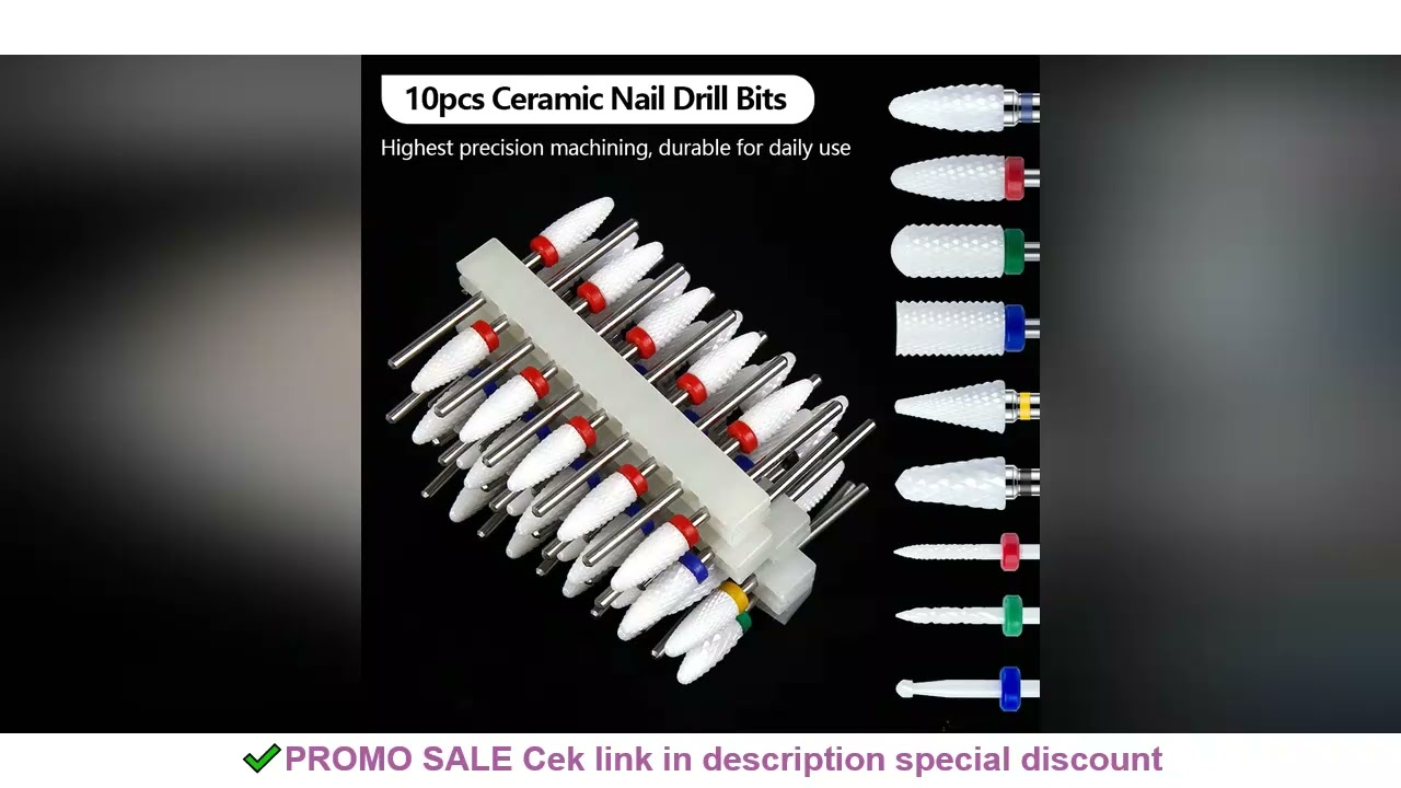 10pcs Ceramic Nail Drill Bits Set Milling Cutter for Electric Manicure Bit Flame Corn Files Pedicure