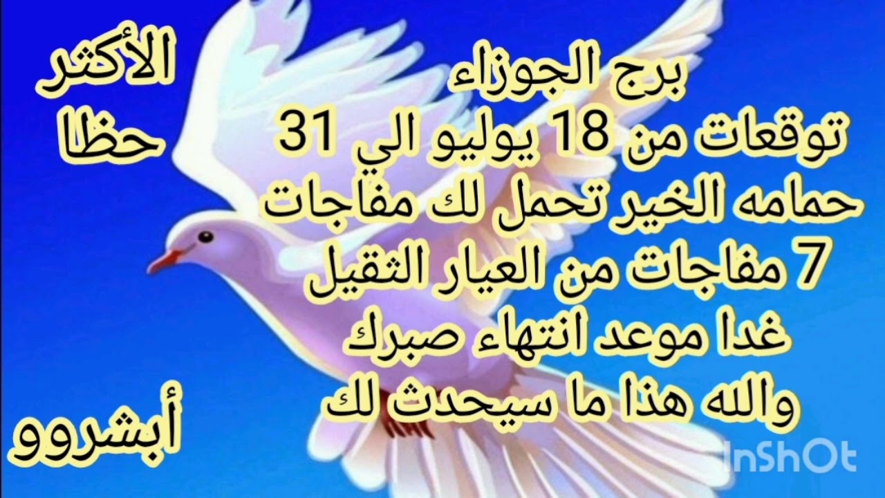 برج الجوزاء توقعات من 18 يوليو الي 31//حمامه الخير تحمل لك مفاجات//ماذا بينك وبين الله حتي يعوضك