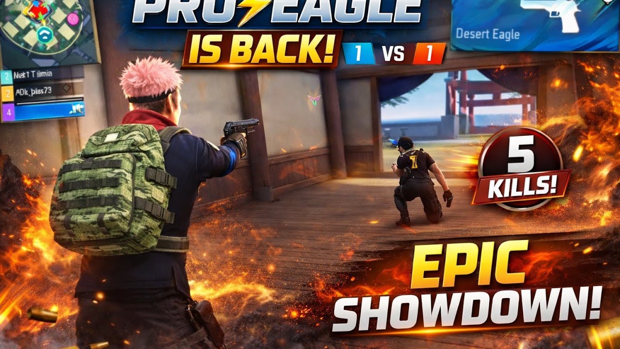 PRO EAGLE Is Back 🔥 1v1 EPIC Showdown | 5 Kills Desert Eagle 😈 Free Fire