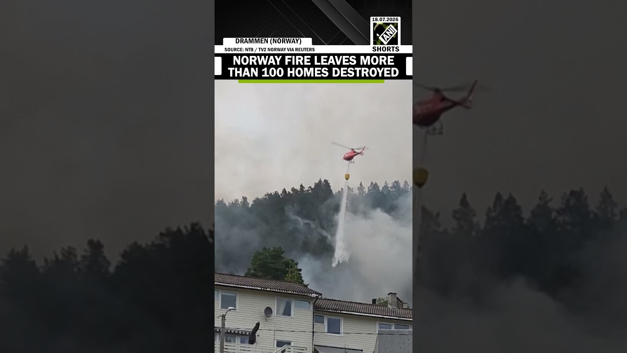 Thick smoke billows over Drammen as Norway fire destroys more than 100 homes