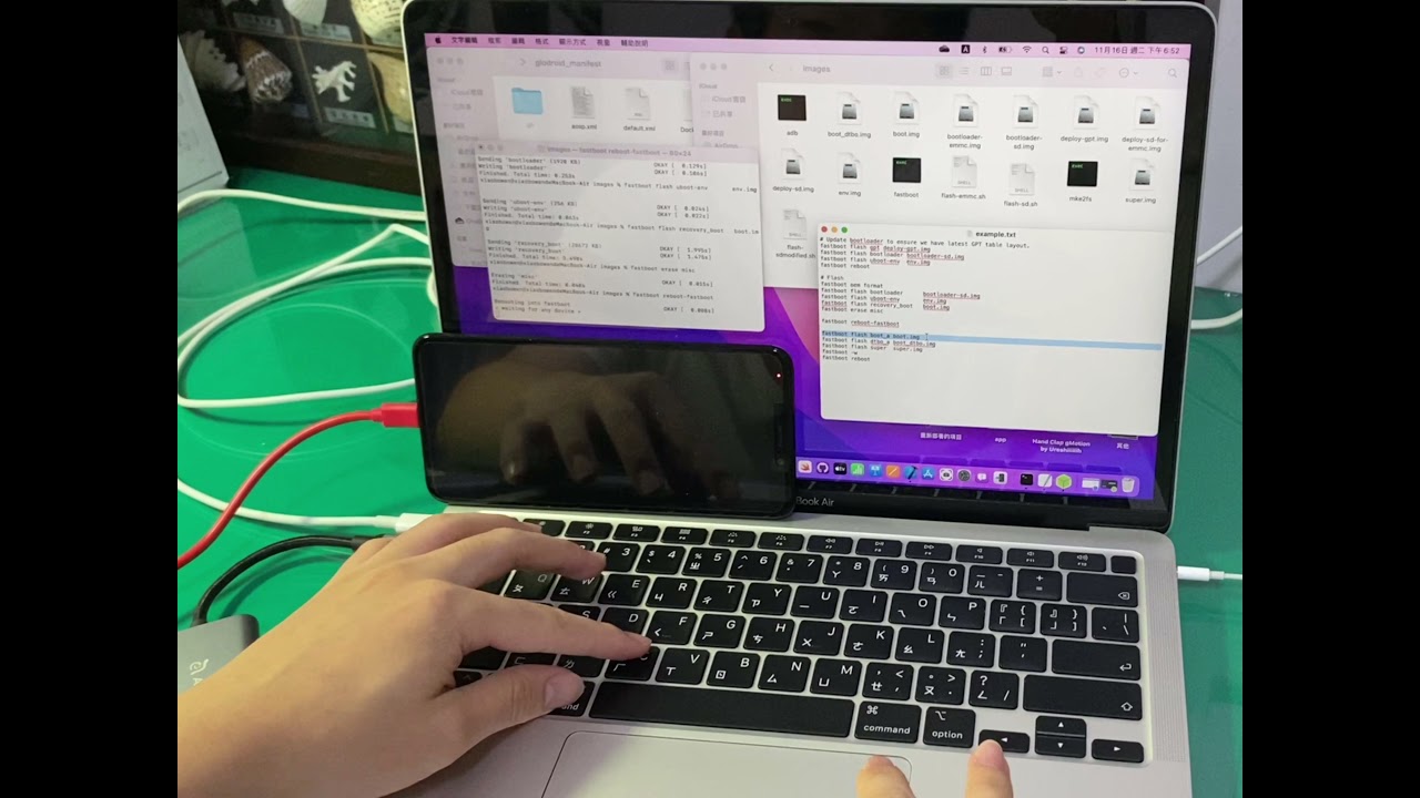 Full progress of flashing android 11 to pinephone with MacOS using Glodroid