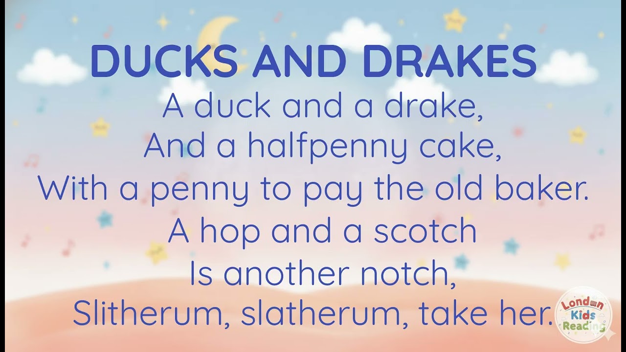 Ducks And Drakes | Nursery Rhyme for Kids📚Read Aloud & Early Reading Practice