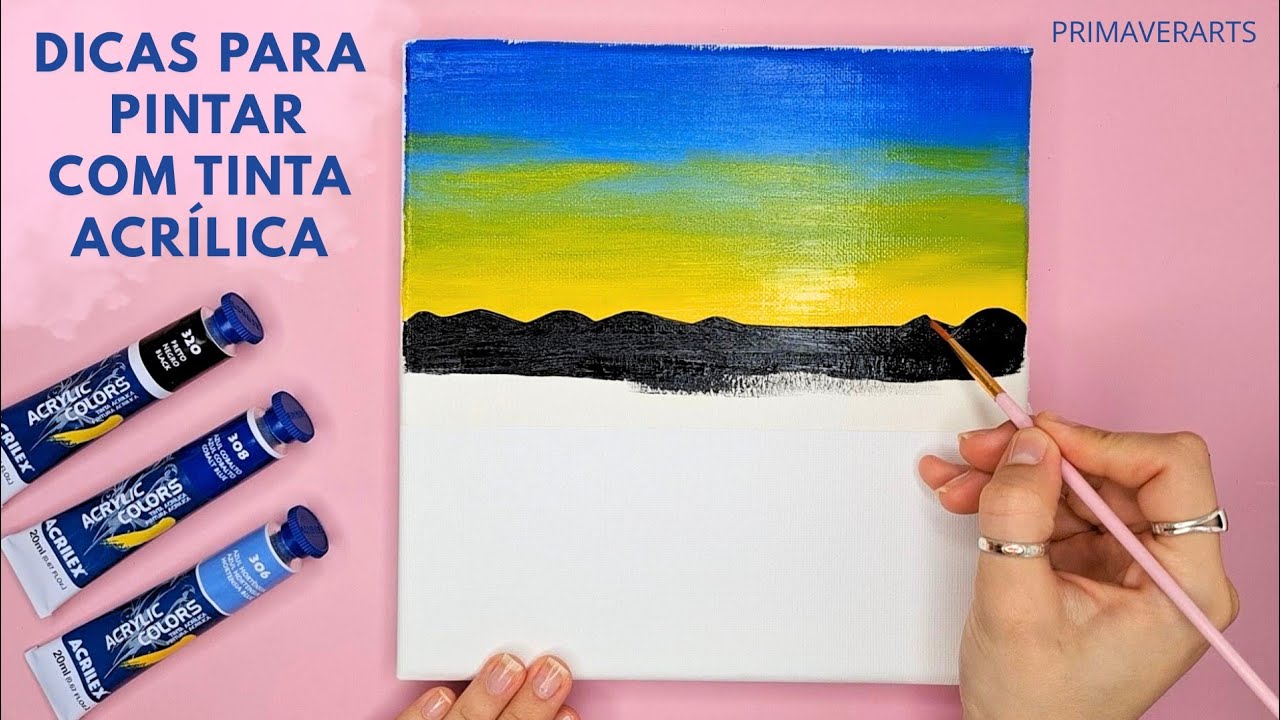 Pintura com TINTA ACRÍLICA pela primeira vez: o que achei + DICAS PARA INICIANTES ✨️ #pinturaemtela 
