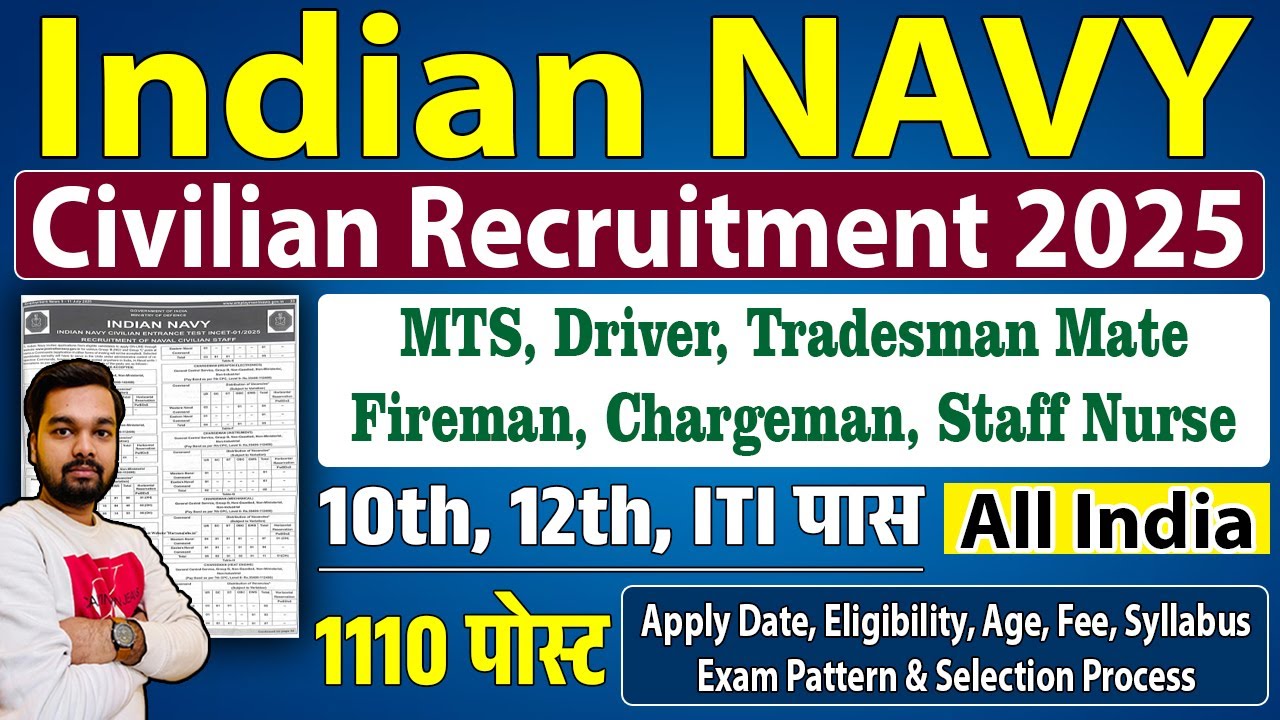 Indian Navy Civilian Recruitment 2025 Notification | Indian Navy Civilian Vacancy 2025 [1100+ Post]