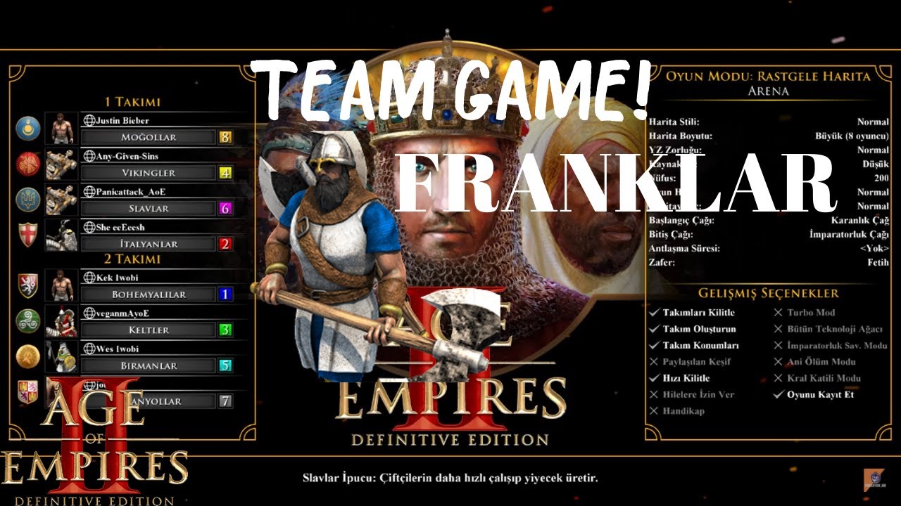 AGE OF EMPİRES 2 TÜRKÇE | 4V4 ARENA | FRANKLAR İLE SAVUNMAYA DESTEK NASIL YAPILIR | #TÜRKÇE