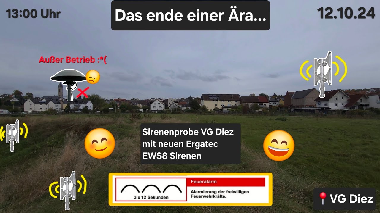 Sirenenprobe in Diez mit EWS Sirenen | Monatlicher Probealarm VG Diez | 12.10.24 |