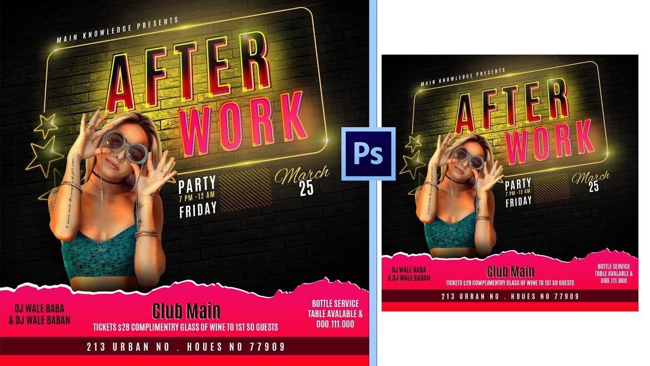 Night Club Flyer Photoshop Tutorial Free PSD | Photoshop 2021