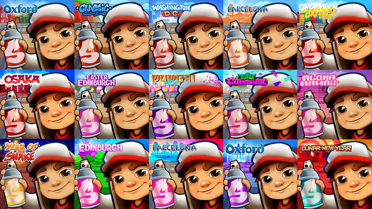 Subway Surfers : Oxford 🆚 Classic 🆚 WashingtonDC 🆚 Barcelona 🆚 Copenhagen 🆚 Osaka 🆚 Easter Edinburgh