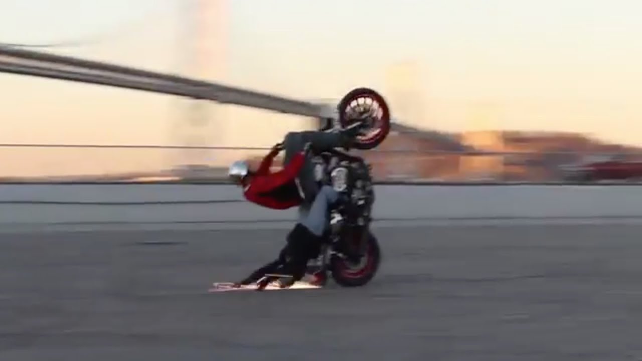 Stunt Riding Harley Davidson's Jason Pullen Stunt Team Melting Rubber in the San Francisco Bay!