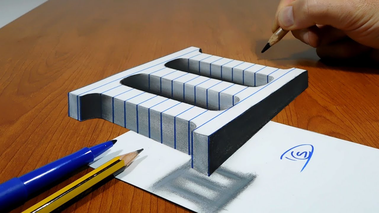 3D Trick Art On Line Paper, Floating Roman Numbers III