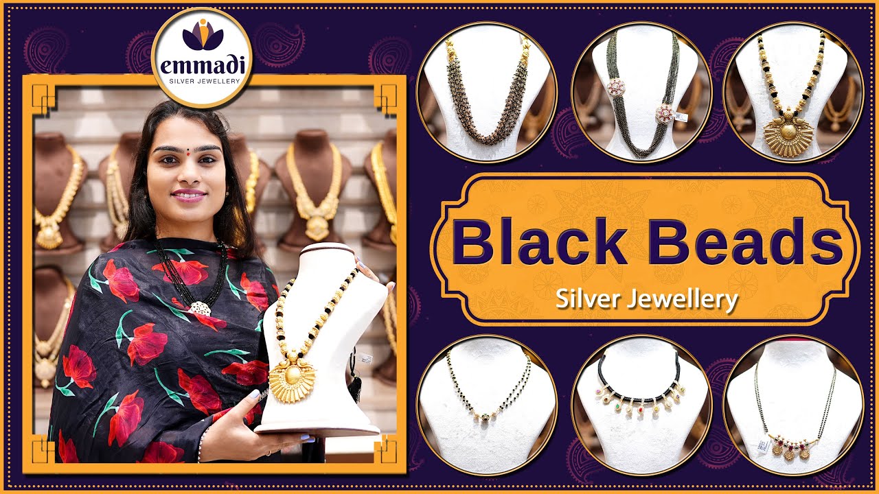 Beautiful Black Beads Collection | Silver Jewellery | Emmadi Silver Jewellery Dilsukhnagar