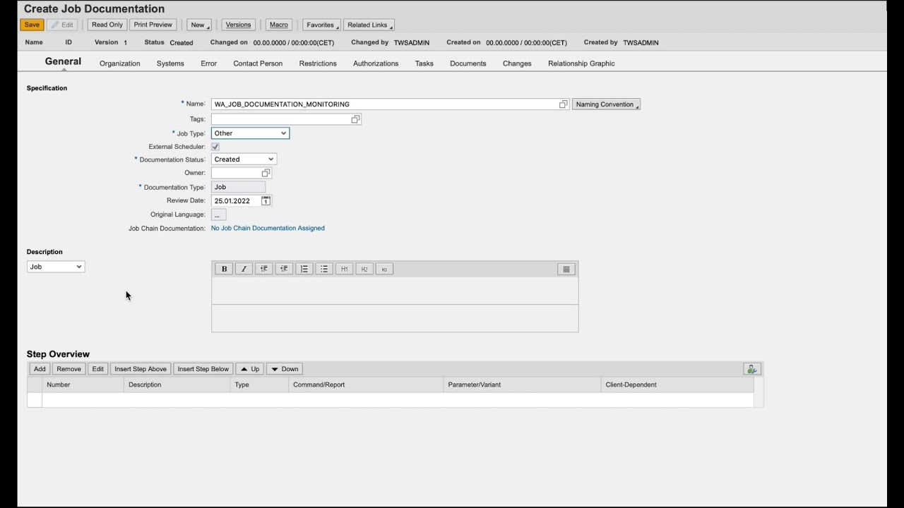 How to schedule and monitor jobs with job documentation on SAP Solution Manager
