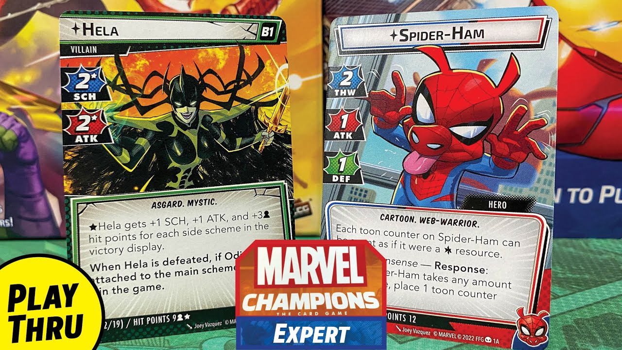 MARVEL CHAMPIONS Solo Playthrough with Spider-Ham vs Expert Hela