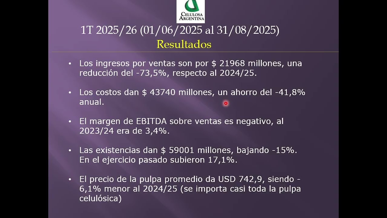 CELU &ndash;CELULOSA ARGENTINA S.A. - 1T 2025/26