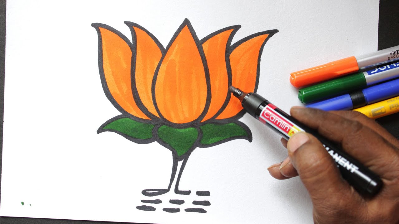 How to Draw BJP logo BJP Political Party india